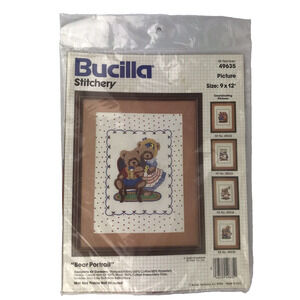 Bucilla Stitchery Embroidery Kit Bear Portrait # 49635 Picture 9x12" New Sealed